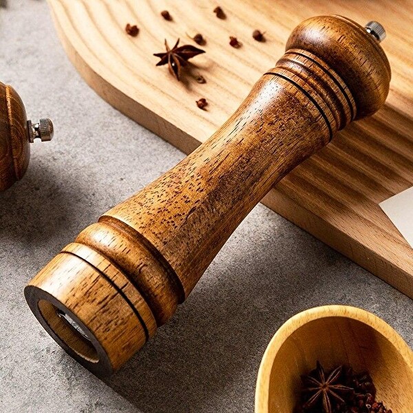 Jet's Home Karabiber Değirmeni Ahşap Baharat Öğütücü Değirmen 21 CM