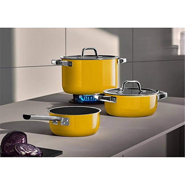 WMF 3201114506 Fusiontec Tencere Seti Sarı 4 Parça Mango