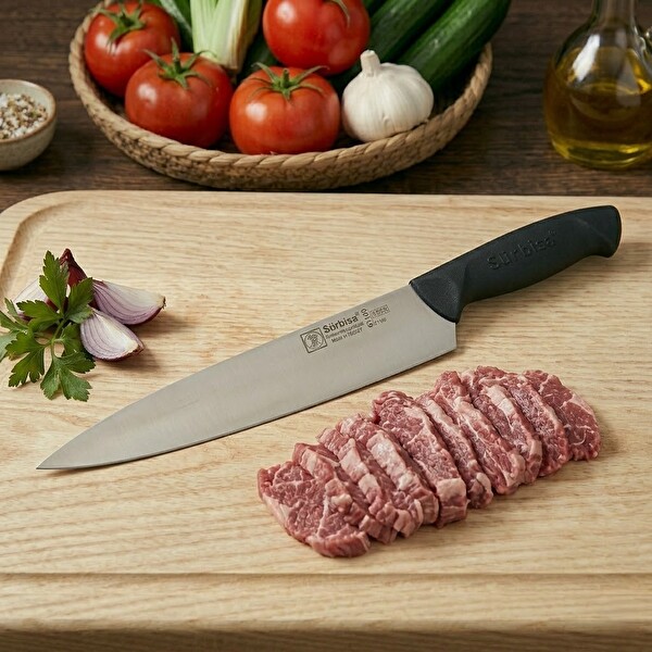 Sürbisa 61180 Şef Aşçı Bıçağı Sürmene Bıçağı Paslanmaz Çelik Profesyonel Et Kesim Doğrama İçin 34 CM