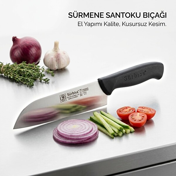 Sürbisa 61195 Santoku Aşçı Şef Bıçağı Sürmene Kesim Bıçak Paslanmaz Çelik Profesyonel Günlük