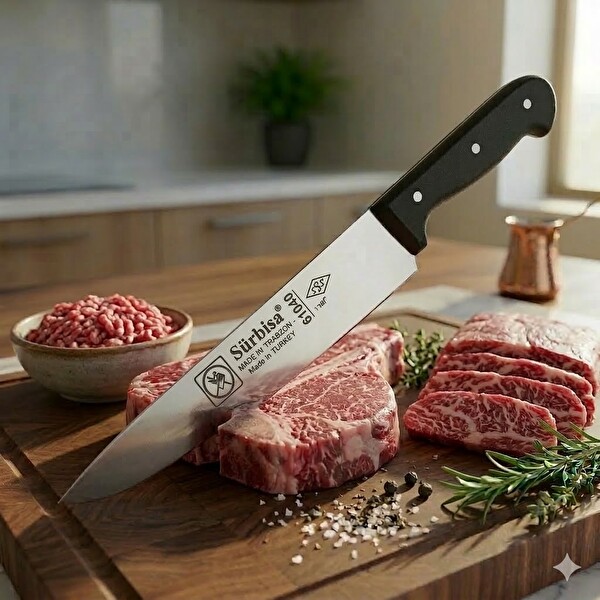Sürbisa 61040 Sürmene Kasap Bıçağı Pimli Sap 28 CM Kelle Kuşbaşı Kesim Kemik Sıyırma Doğrama Bıçağı
