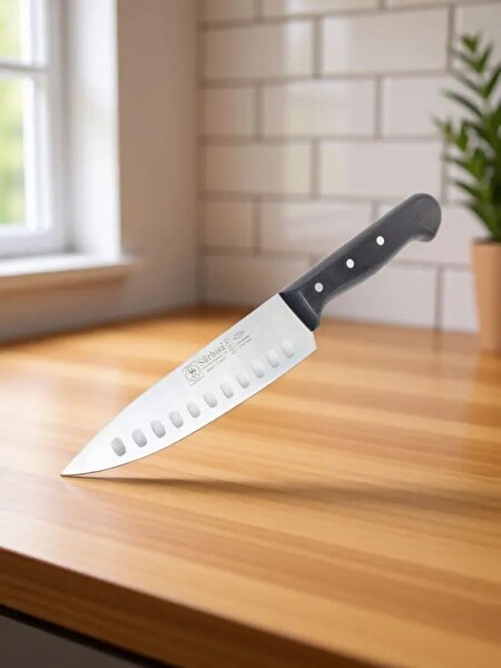 Sürbisa Sürmene 61070 Profesyonel Oluklu Şef Bıçağı 30 CM Paslanmaz Çelik Pimli Saplı Aşçı Bıçağı