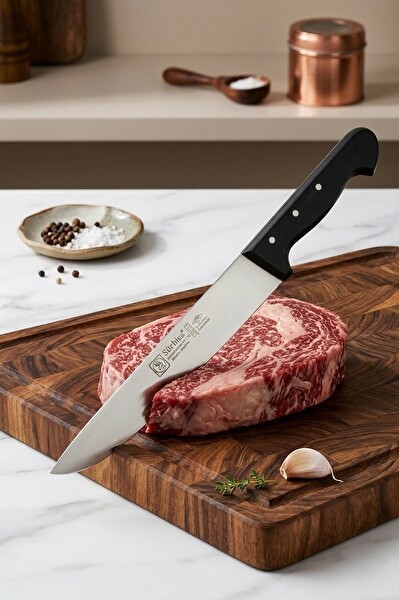 Sürbisa 61050 Sürmene Kasap Bıçağı Pimli Sap 36 CM Kelle Kuşbaşı Kesim Kemik Sıyırma Doğrama Bıçağı