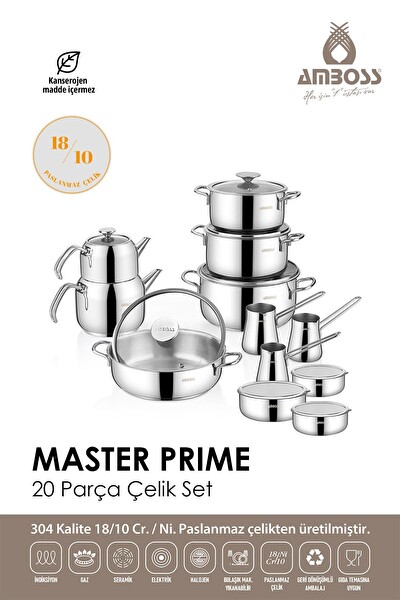Amboss 20 Parça Master Prime Tencere Çeyiz Seti ve Saklama Kabı