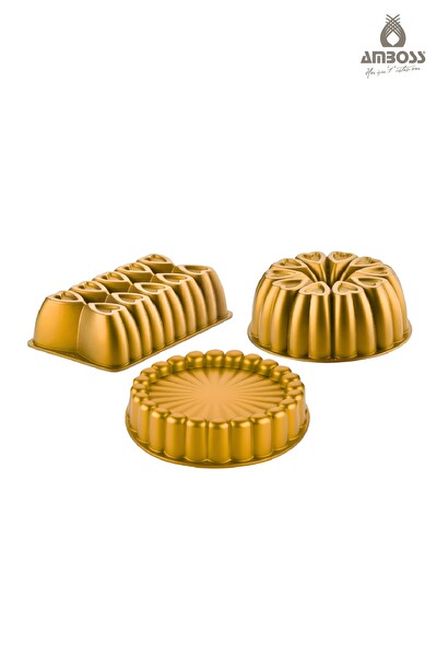 Amboss Sweet Trio 3 Parça Kek Kalıbı Seti Sarı