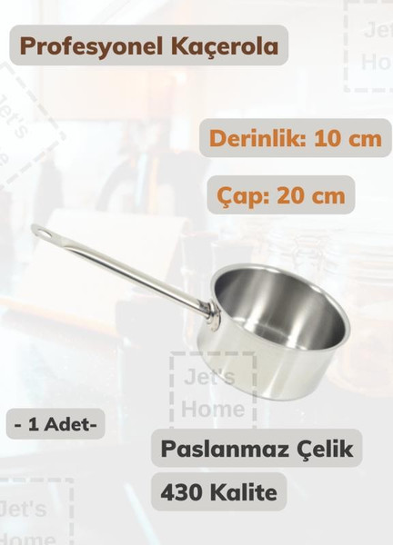 Jet's Home Kaçerola 20 CM Paslanmaz Çelik 430 Kalite