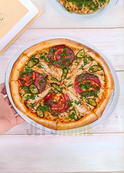 Jet's Home 2'li Set Pizza Tepsisi Alüminyum Pizza Teli Lahmacun Tepsisi 33 CM