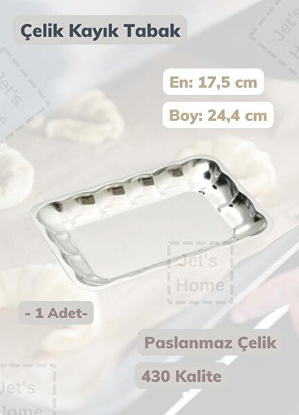 Jet's Home Köşeli 24.4 CM Paslanmaz Çelik Tabak