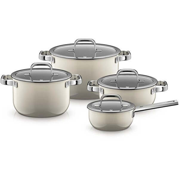 WMF 3201114513 Fusiontec 4 Parça Macadamia Krem Tencere Seti
