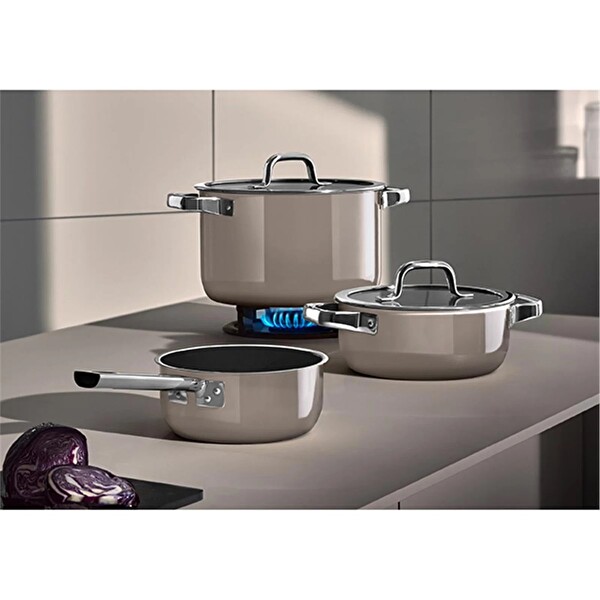 WMF 3201114513 Fusiontec 4 Parça Macadamia Krem Tencere Seti