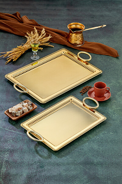 Cooker 2'li Metal Dikdörtgen Sunum Tepsisi 50x32 CM ve 44x25 CM