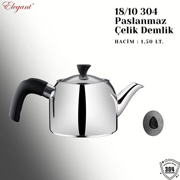Elegant Mirage Aile Boy Bakalit Kulplu Çaydanlık Takımı Siyah