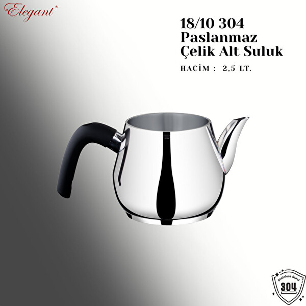 Elegant Topaç Orta Boy Bakalit Kulplu Çaydanlık Takımı Siyah