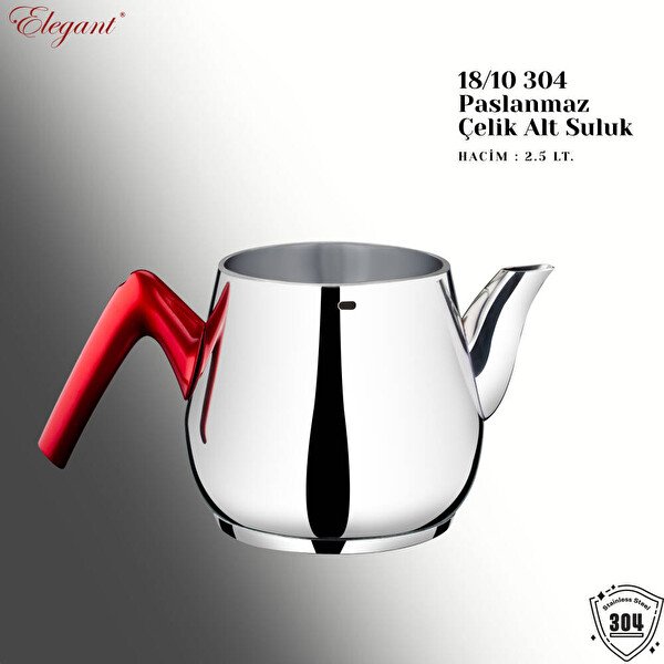 Elegant Topaç Orta Boy Bakalit Kulplu Çaydanlık Takımı Kırmızı