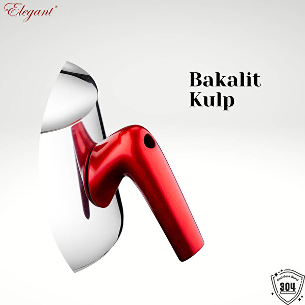 Elegant Topaç Orta Boy Bakalit Kulplu Çaydanlık Takımı Kırmızı