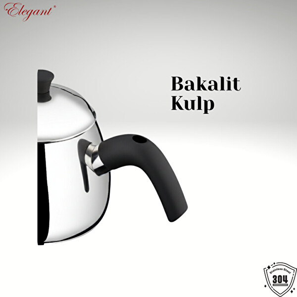 Elegant Damla Aile Boy Bakalit Kulplu Çaydanlık Takımı Siyah