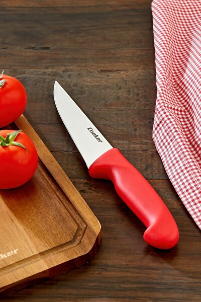 Cooker 27 CM Paslanmaz Çelik Kasap Bıçağı Kırmızı CKR4597
