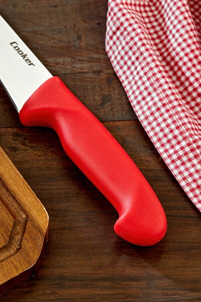 Cooker 27 CM Paslanmaz Çelik Kasap Bıçağı Kırmızı CKR4597