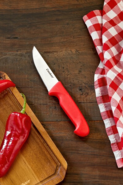 Cooker 25 CM Paslanmaz Çelik Kasap Bıçağı Kırmızı CKR4596