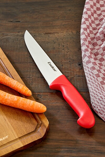 Cooker 31 CM Paslanmaz Çelik Kasap Bıçağı Kırmızı CKR4599