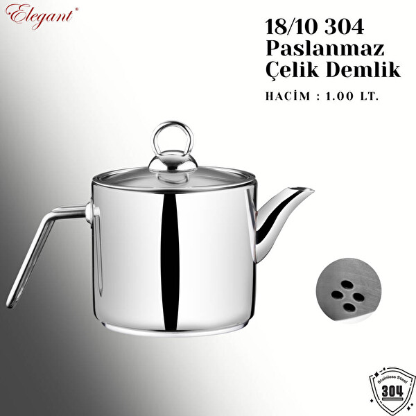 Elegant Prizma Orta Boy Çelik Kulplu Çaydanlık Takımı