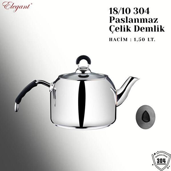 Elegant Mirage Aile Boy Silikonlu Çelik Kulplu Çaydanlık Takımı