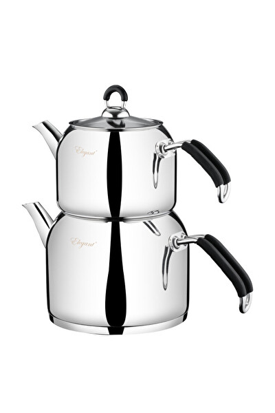 Elegant Mirage Aile Boy Silikonlu Çelik Kulplu Çaydanlık Takımı