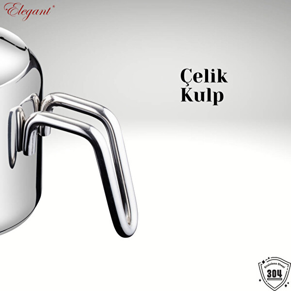Elegant Kombi Orta Boy Çelik Kulplu Çaydanlık Takımı