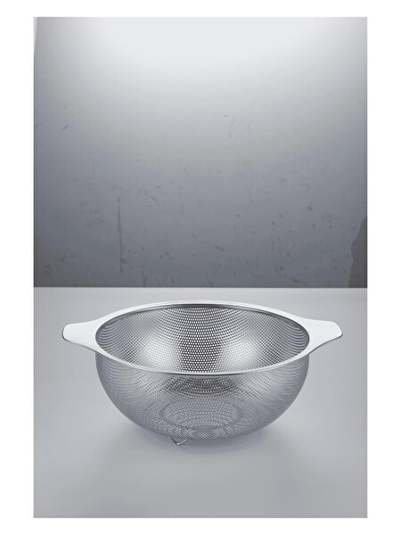 OMS 7504 Perla %100 Paslanmaz Çelik 26 CM İnce Delikli Süzgeç Silver
