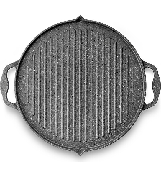 Emsan Stone Alüminyum Döküm Çift Taraflı Gözleme Tavası 34 CM - Gri