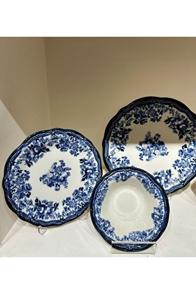 Tabak Evi Porselen Kadife Yemek Takımı Lacivert 6 Kişilik 24 Parça