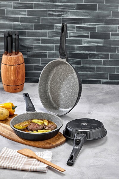 Cooker 3 Parça 20–24–28 CM Granit Döküm Tava Seti CKR3898
