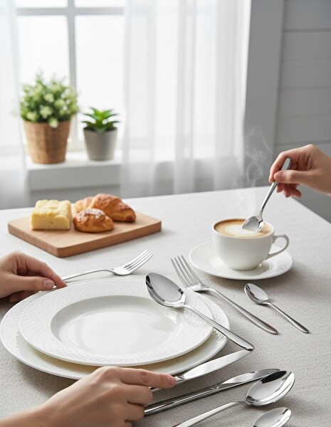 Özlife Defne 30 Parça 6 Kişilik Paslanmaz Çelik Çatal Kaşık Takımı Seti