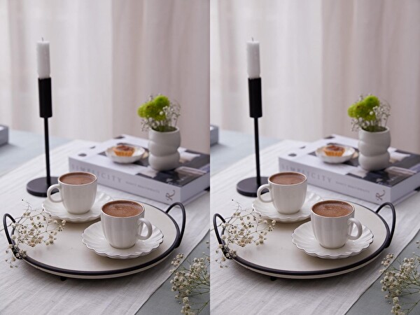 Kütahya Porselen Bone Luz 90 CC Platin Yaldızlı 8 Parça 4 Kişilik Kahve Fincan Takımı