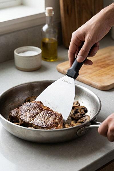 Cooker 12x24 CM Düz Paslanmaz Çelik Spatula YK1903