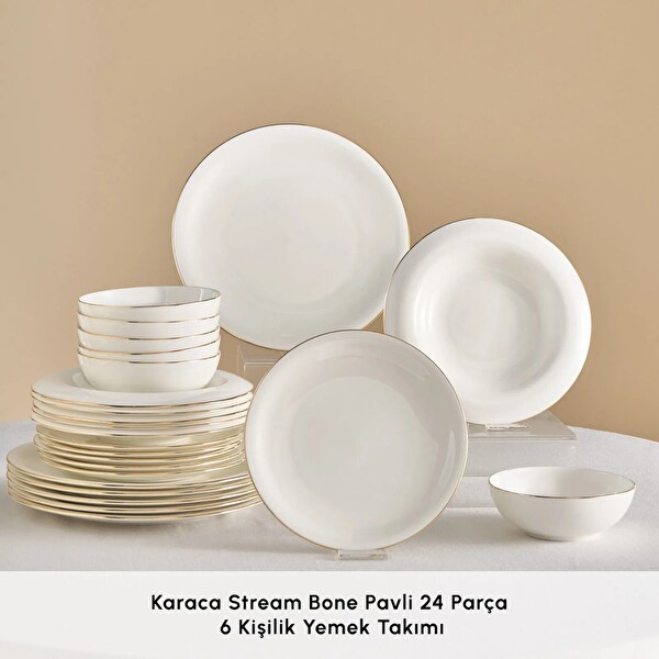 Karaca Stream Bone Pavli 24 Parça 6 Kişilik Yemek Takımı