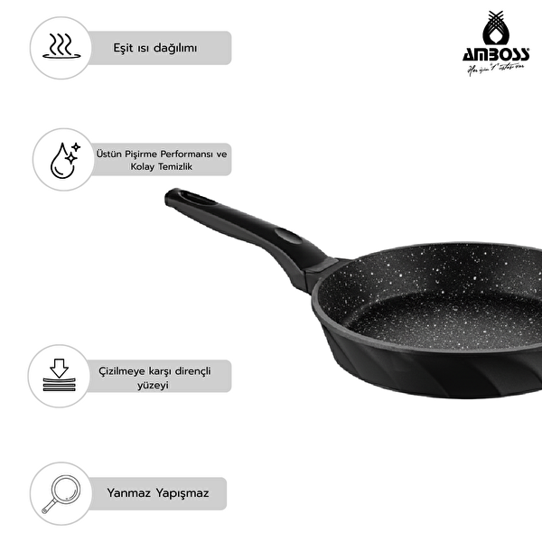 Amboss Jasper 3 Parça Döküm Tava - Sahan Seti