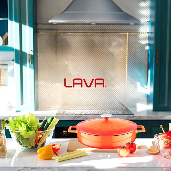 Lava Döküm Çok Amaçlı Yayvan Tencere Folk Serisi Çap 28 CM Turuncu - LV Y ST 28 K1 O