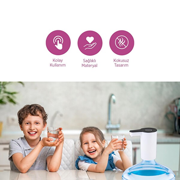 House Pratik HP97 Şarjlı Damacana Su Pompası Beyaz