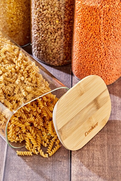 Cooker 6'lı 3 L Borosilikat Cam Bambu Kapaklı Kavanoz CKR4551