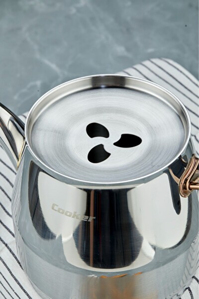 Cooker Everest 18/10 1.40 L Demlik 2.75 L Alt Hazne Paslanmaz Çelik Aile Boy Çaydanlık