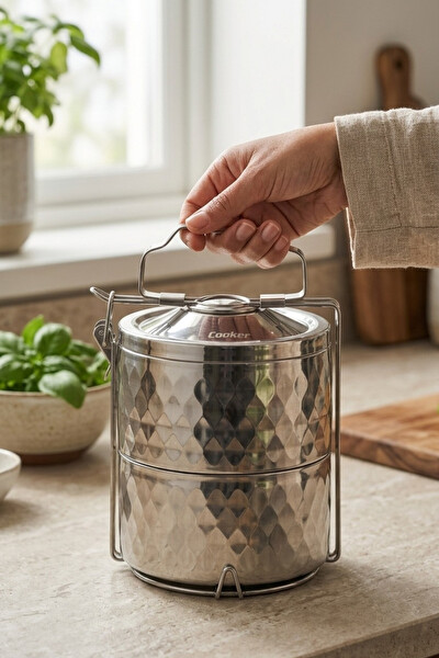 Cooker 2 Katlı Paslanmaz Çelik Sefer Tası YK1840