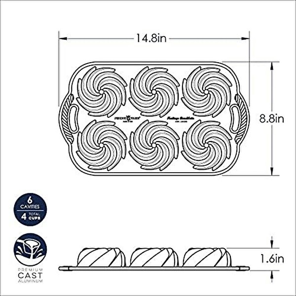 Nordic Ware 88077 Heritage Bundtlette Pan 6'lı Kek Kalıbı