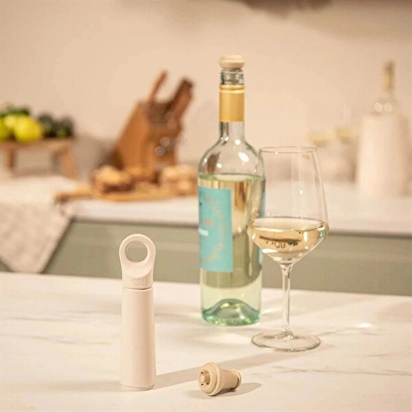 Vacu Vin 7812606 Şarap Vakum Seti 1 Pompa 1 Şarap Tıpası Bej