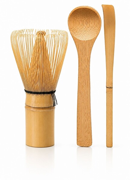 Jet's Home Matcha Çayı Hazırlama Bambu 3'lü Set - Geleneksel Japon Çay Seremoni Seti