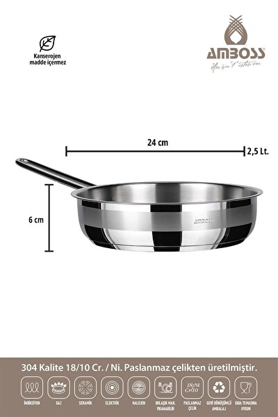 Amboss Vento Steel İndüksiyon Tabanlı 20-24-28 CM 3 Parça Tava Seti