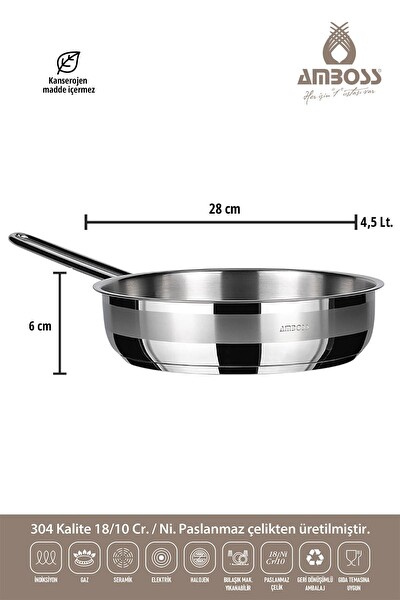 Amboss Vento Steel İndüksiyon Tabanlı 20-24-28 CM 3 Parça Tava Seti