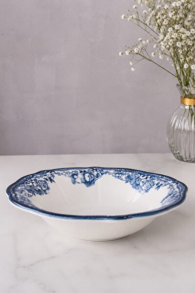 Porser Porselen Velour Lacivert Fulya Bowl Kase 26 CM Tekli
