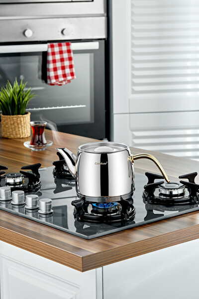 Cooker Lara Orta Boy Paslanmaz Çelik Altın Çaydanlık Takımı 1.1 - 1.9 L - CKR3923