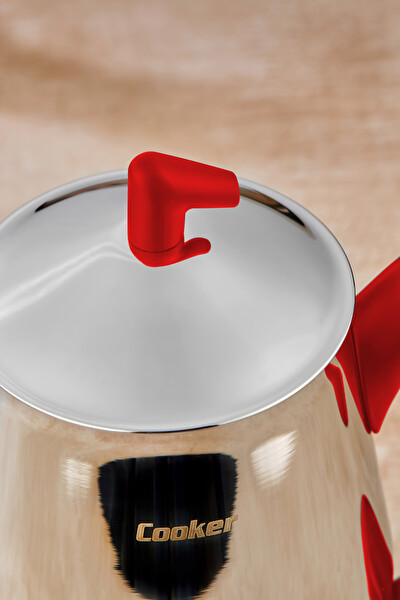 Cooker Bumerang Aile Boy 1.4-27 L Kırmızı Paslanmaz Çelik Çaydanlık Takımı CKR2790